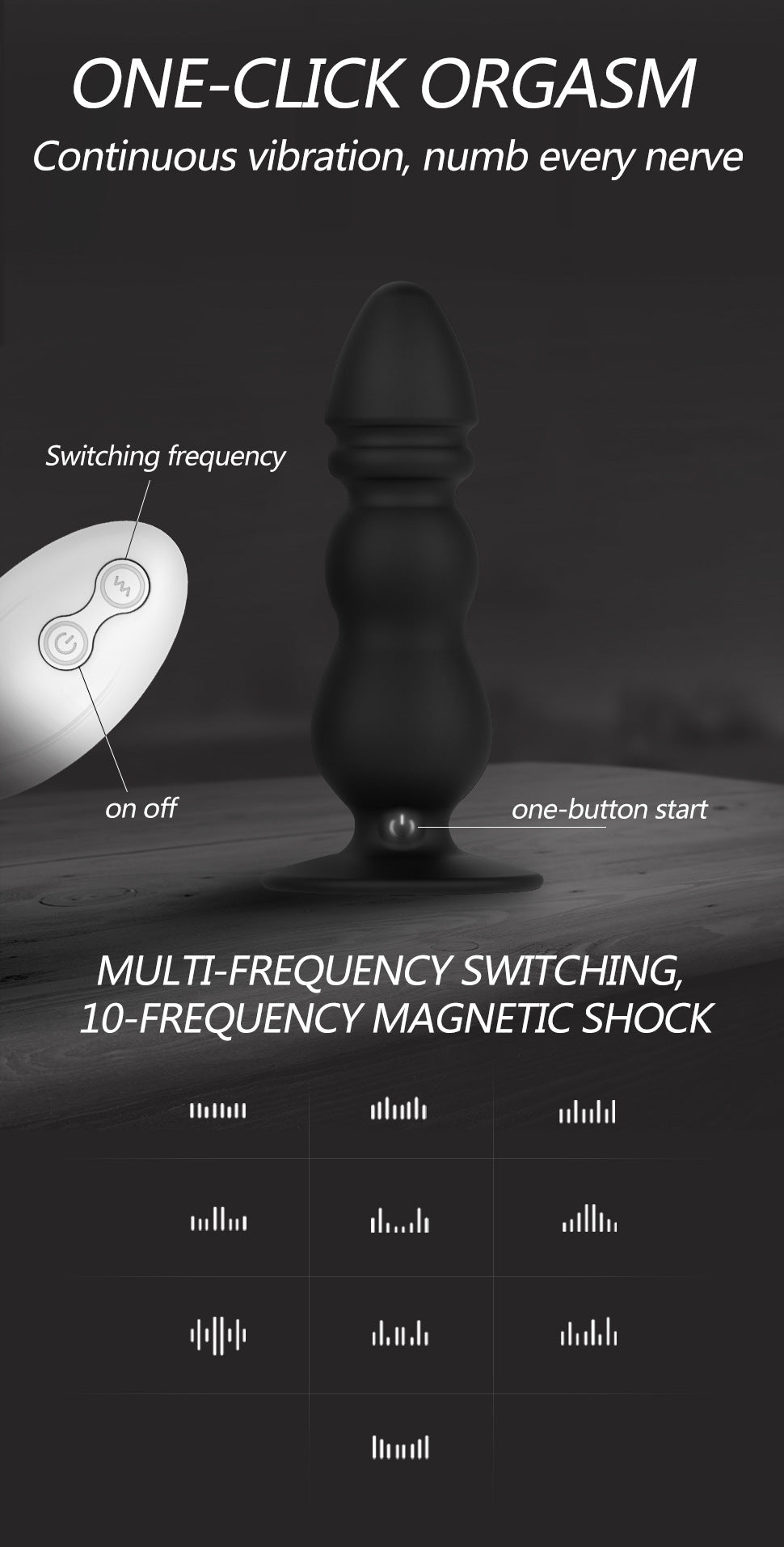 Wireless remote control anal bead 10-frequency vibration butt plug