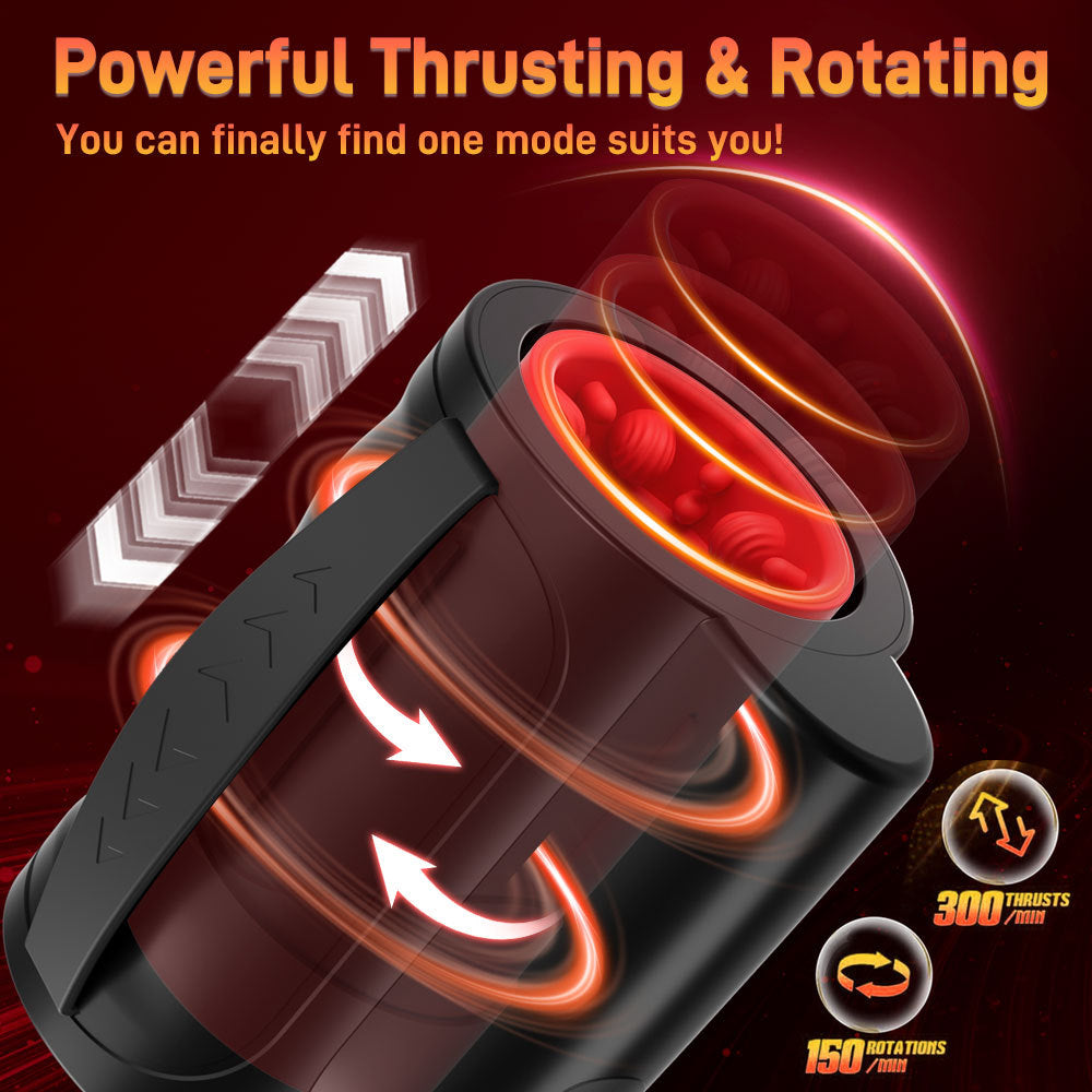 Men's telescopic rotating masturbation cup orgasm vibration cup hand-held penis trainer sex toy