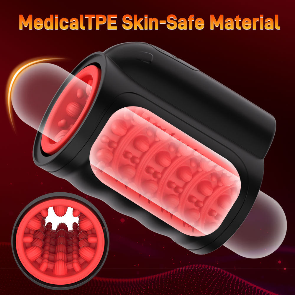 Men's telescopic rotating masturbation cup orgasm vibration cup hand-held penis trainer sex toy