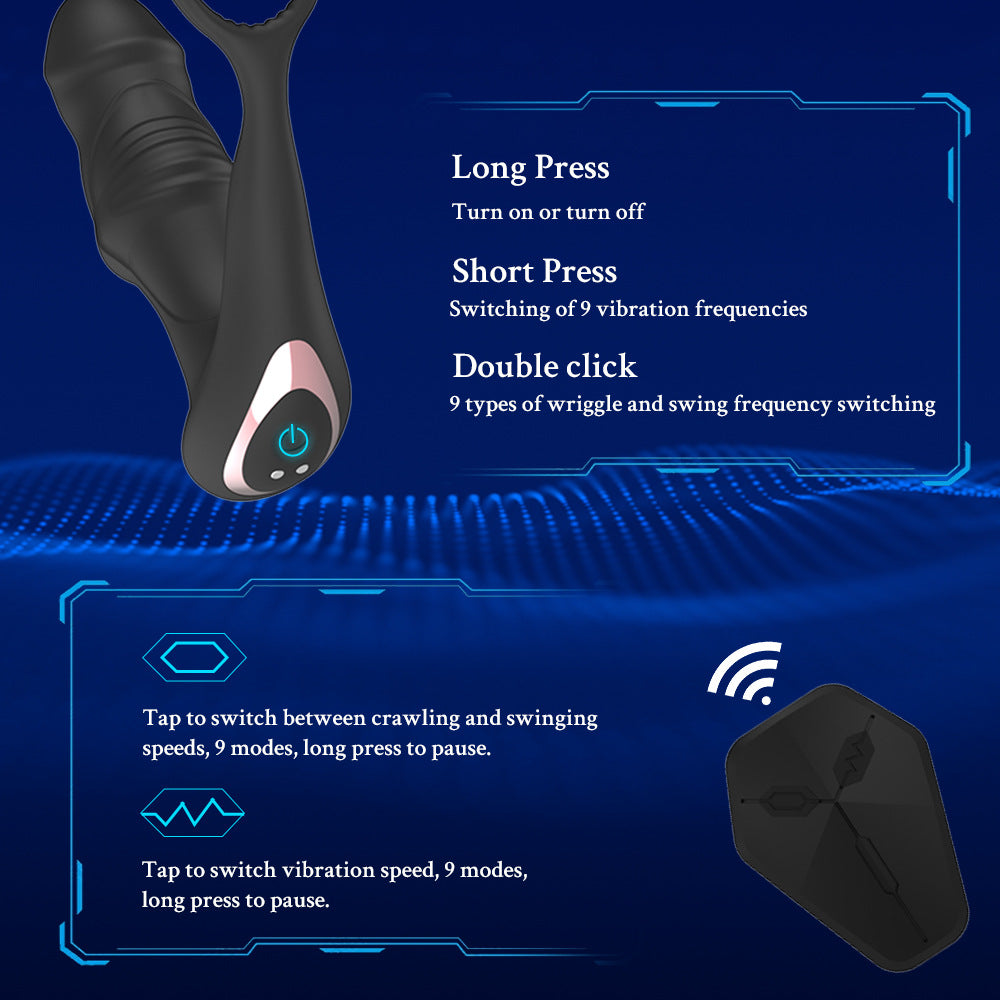 Prostate vibration massager for man cock ring with butt plug wireless remote control rechargeable vibrator masturbator
