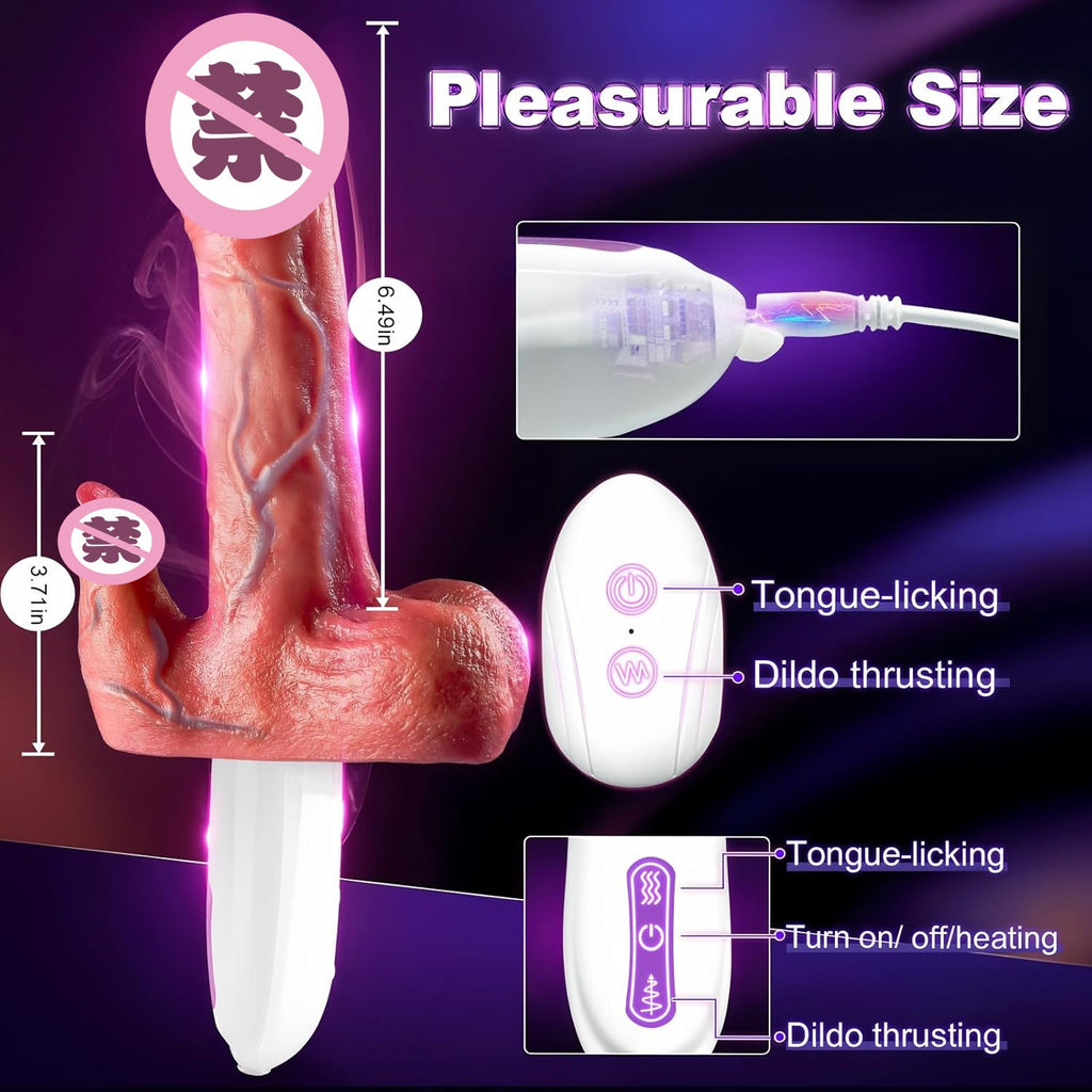 Wireless electric rechargable dildo vibrator multiple stimulation automatic telescopic female masturbation sex toy
