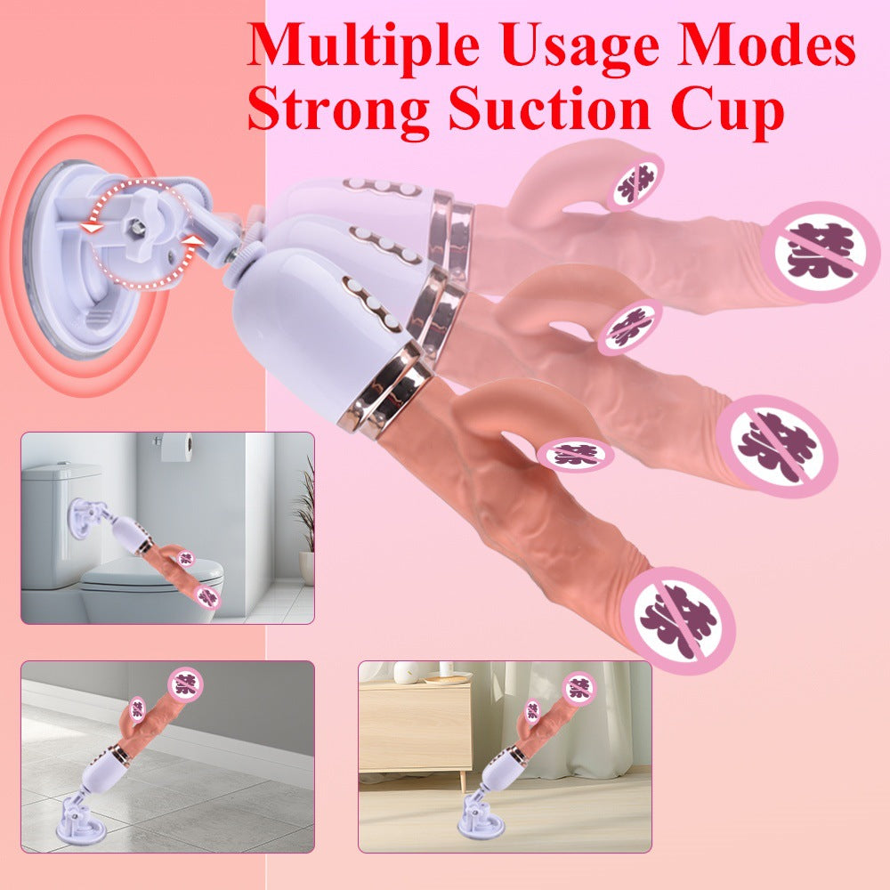 Wireless electric rechargable dildo vibrator multiple stimulation automatic telescopic female masturbation sex toy
