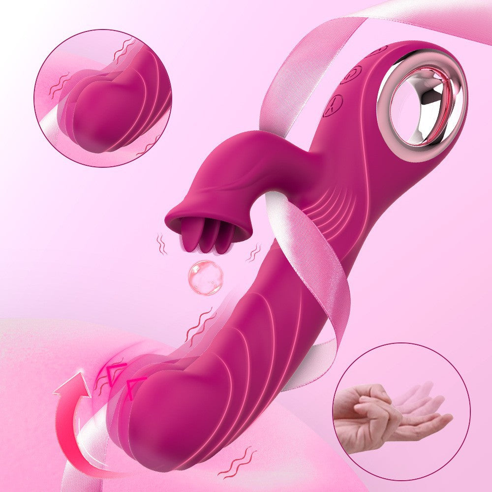 Tongue Licking Stimulating Massage AV Vibrator for Women Self-Masturbation Sex Toy