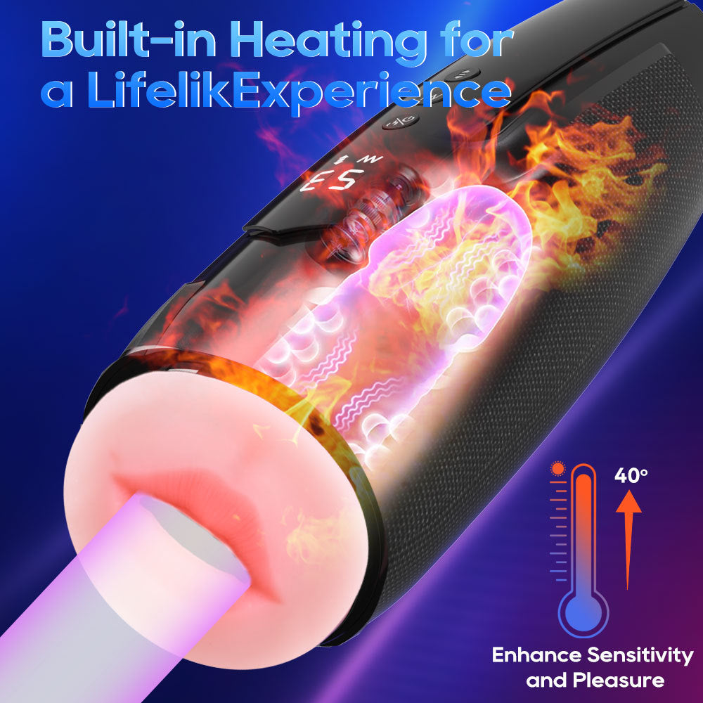 The new product electric telescopic masturbation cup for men's oral sex with a simulation channel for penile vibration heating