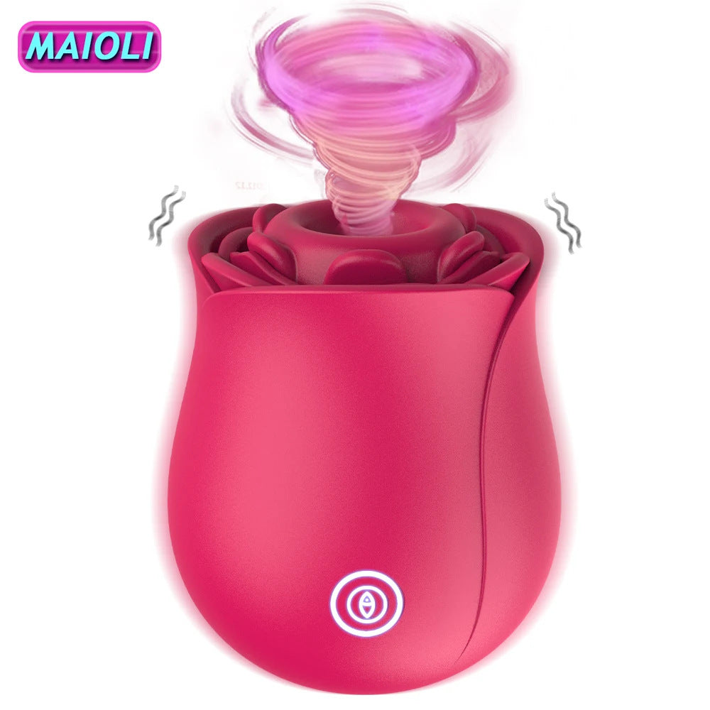 Hot-selling rose suction vibrator 2 IN 1 nipples clitoris to flirt jump eggs