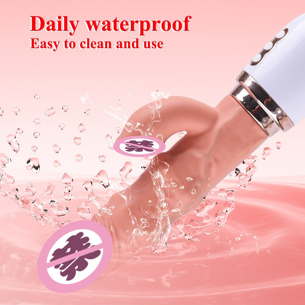 Wireless electric rechargable dildo vibrator multiple stimulation automatic telescopic female masturbation sex toy