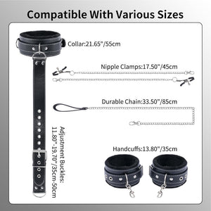 Seductiva Adult Couples Bondage Gear Set – Hand & Back Plush Belt with Breast Clip Size Reference & Packaging - Shipped from NZ