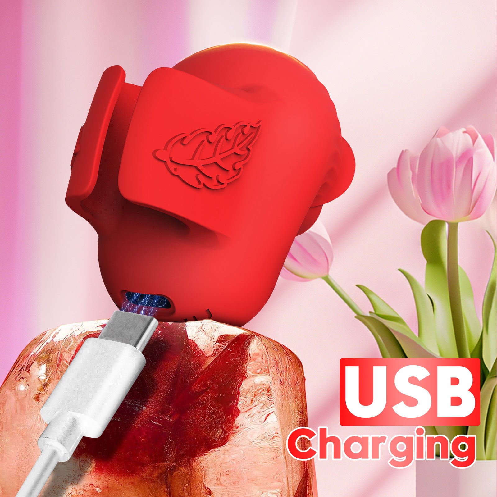 Silicone Suction Intimate Toy Rose Finger Vibrator Rechargeable | NZ Discreet Delivery by Seductiva
