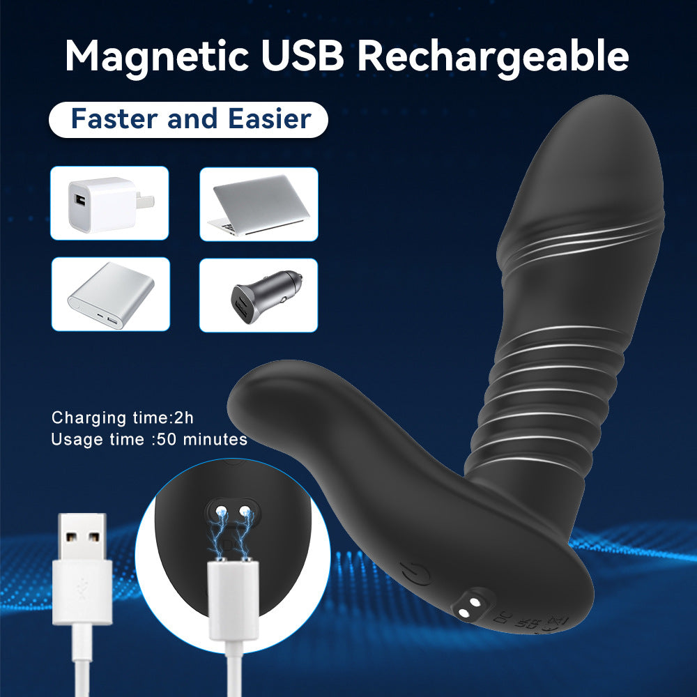 Automatic Thrusting Vibrating Anal Plug with Prostate Massager for Male & Female