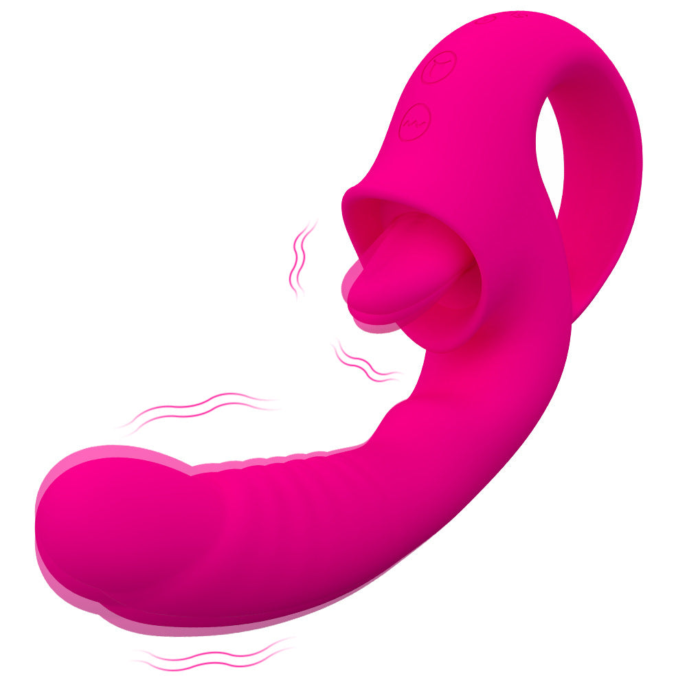 2 in 1 Tongue licking vibrator female masturbation dildo