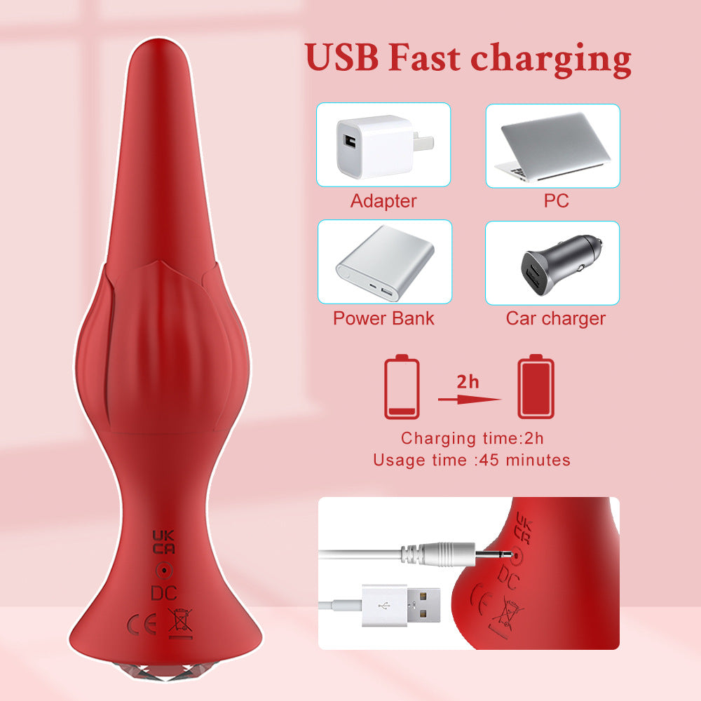 APP control vibration anal plug female masturbation vibrator rose butt plug