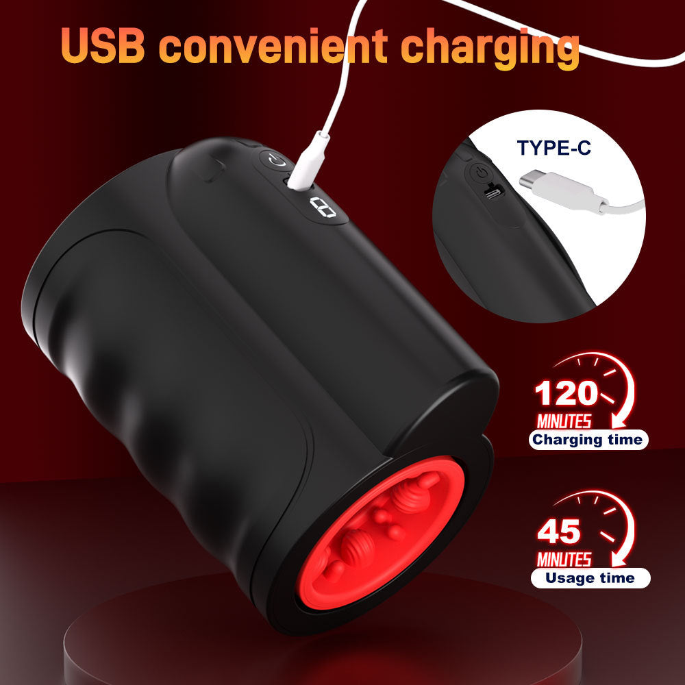 Men's telescopic rotating masturbation cup orgasm vibration cup hand-held penis trainer sex toy