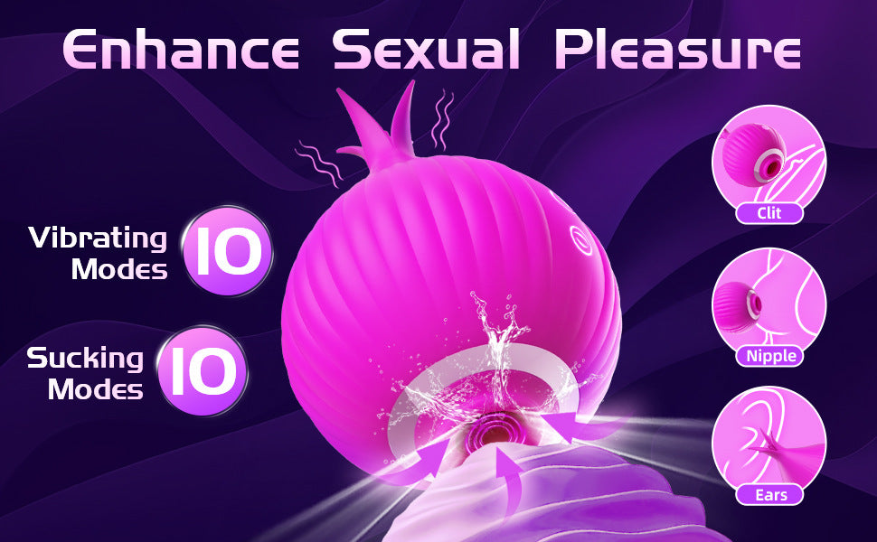 Onion-sucking egg-jumping female clitoral stimulation variable-frequency tongue licking and patting masturbation adult sex toys