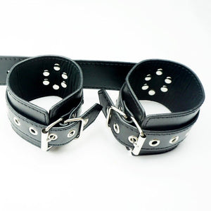 Seductiva Leather Handcuffs & Neck Restraint Harness Set – Couples Bondage Gear - Sensory Wellness Product Perspective - NZ Local Stock