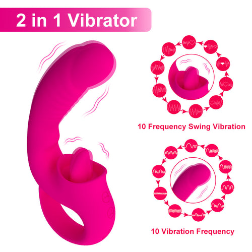 2 in 1 Tongue licking vibrator female masturbation dildo