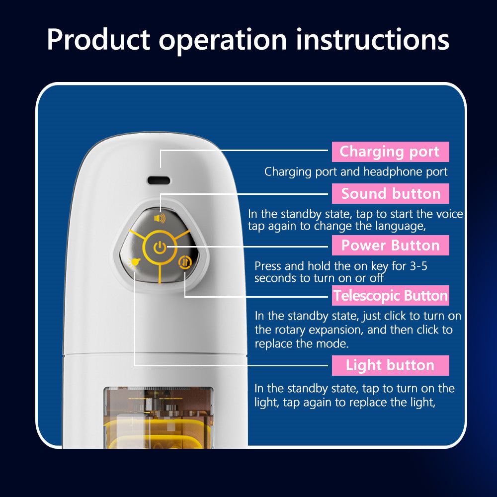 Fully automatic male masturbation cup rotating telescopic with ambient light and intelligent sound adult sex toy for men