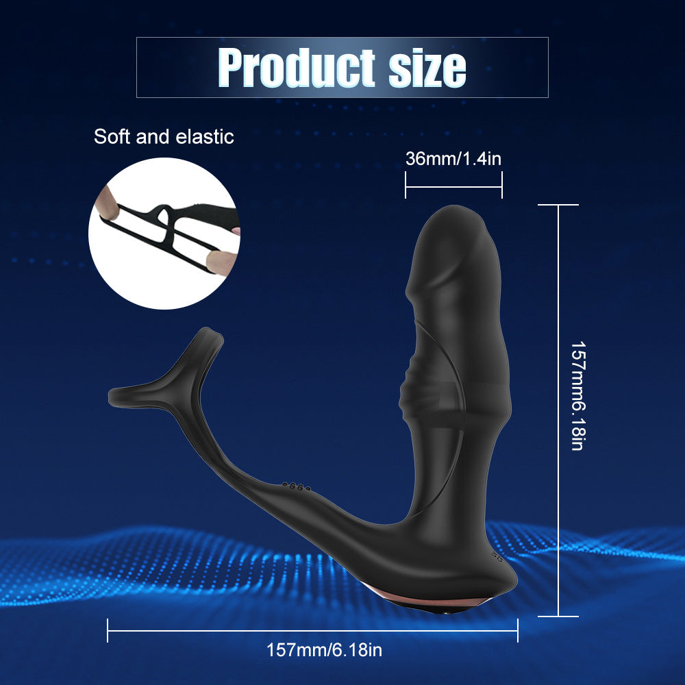 Prostate vibration massager for man cock ring with butt plug wireless remote control rechargeable vibrator masturbator