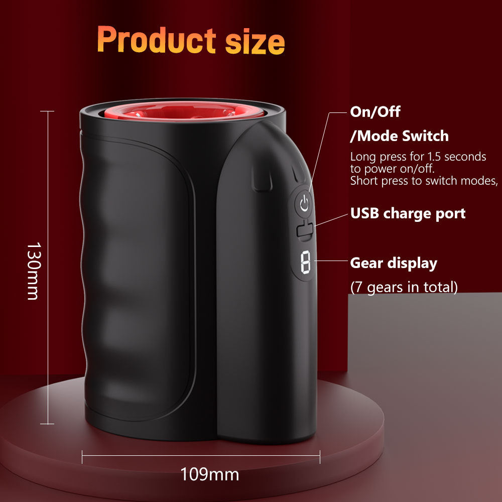 Men's telescopic rotating masturbation cup orgasm vibration cup hand-held penis trainer sex toy