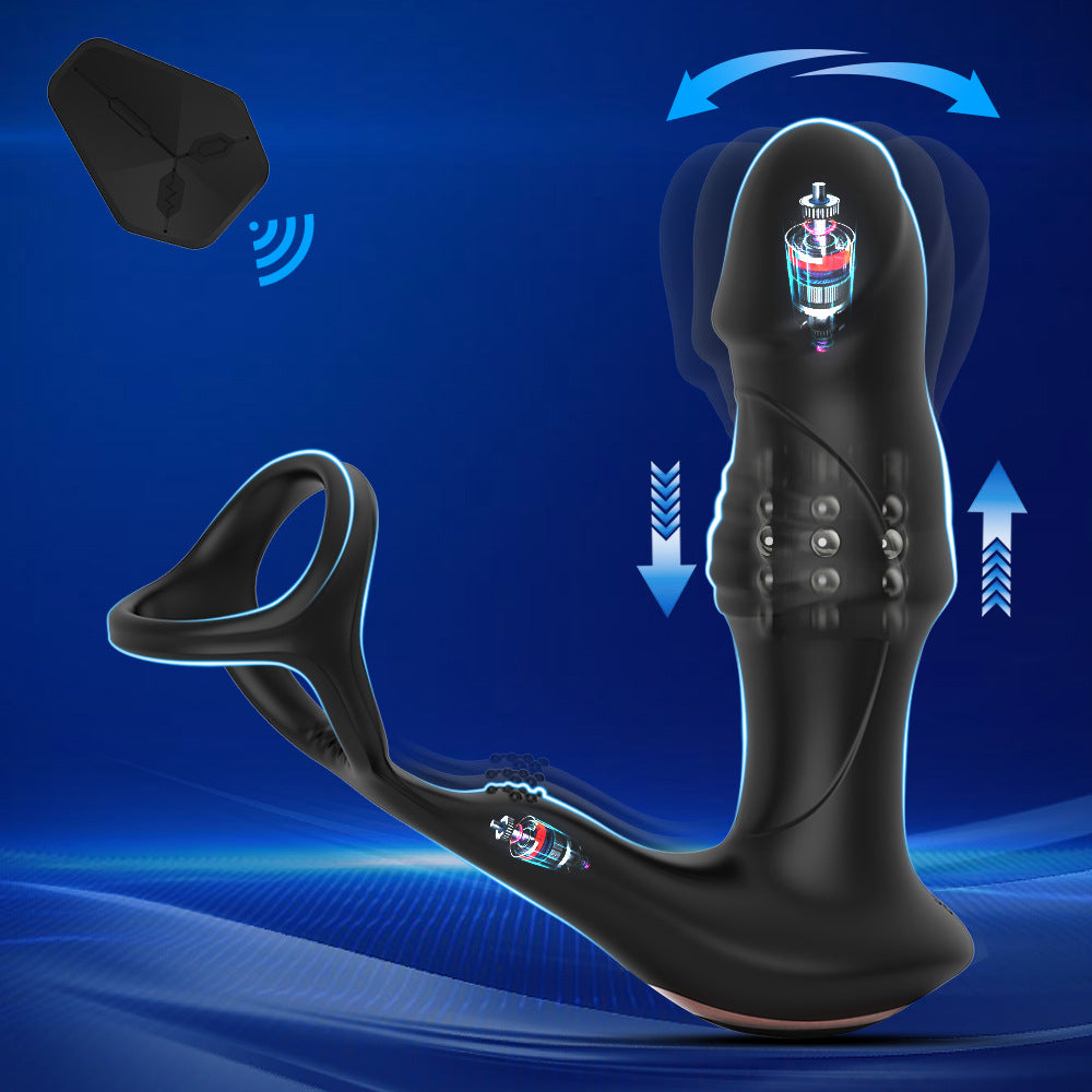 Prostate vibration massager for man cock ring with butt plug wireless remote control rechargeable vibrator masturbator