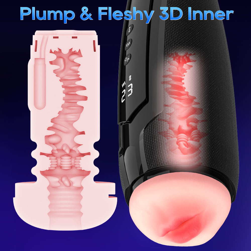 The new product electric telescopic masturbation cup for men's oral sex with a simulation channel for penile vibration heating