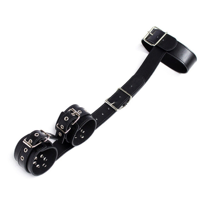 Seductiva Leather Handcuffs & Neck Restraint Harness Set – Couples Bondage Gear - Sensory Wellness Product Perspective - NZ Local Stock