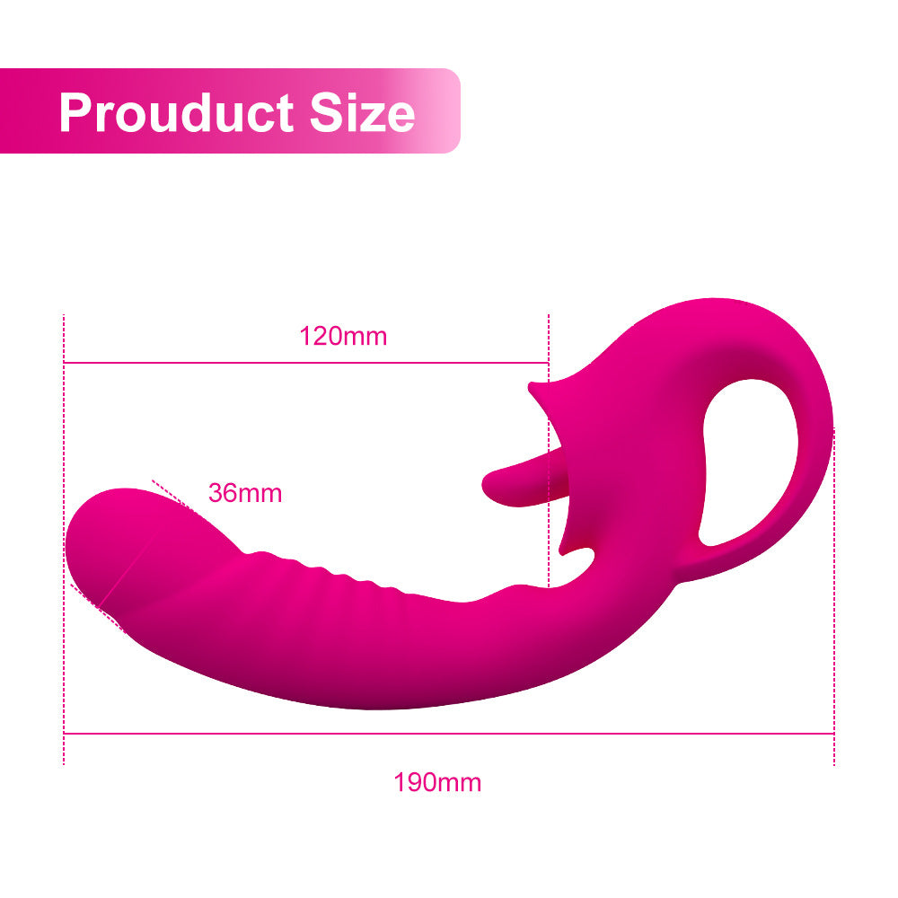 2 in 1 Tongue licking vibrator female masturbation dildo