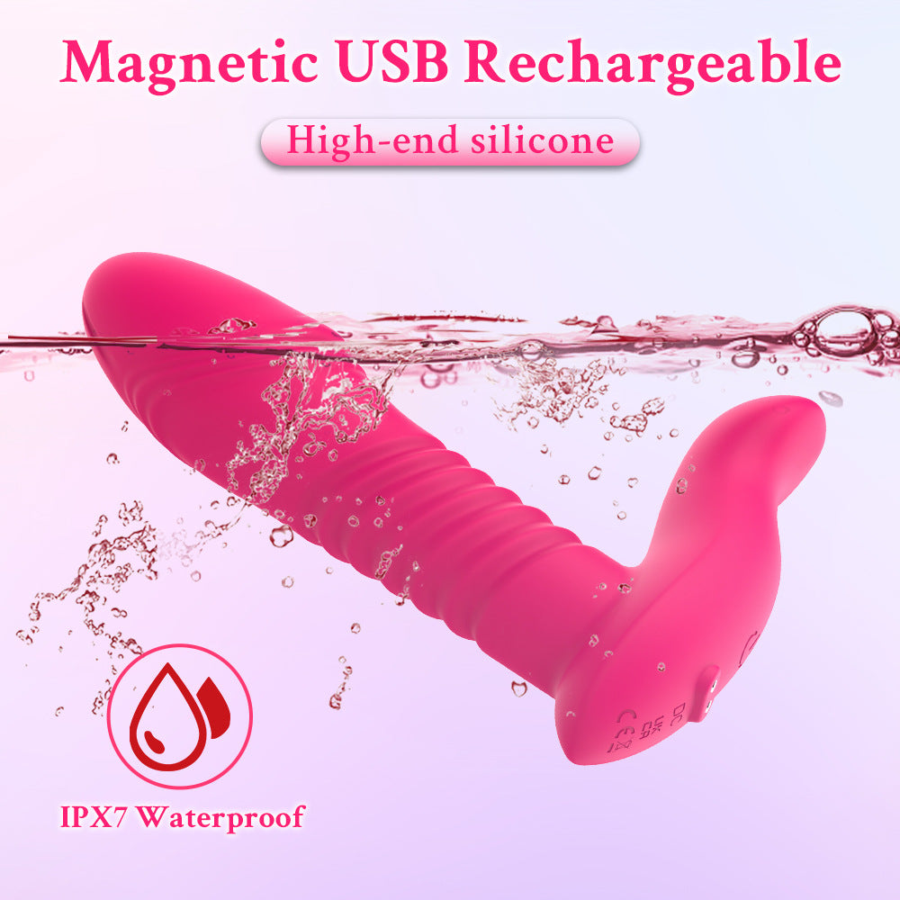 Silicone Automatic Thrusting Vibrating Anal Plug with Prostate Massager for Male & Female