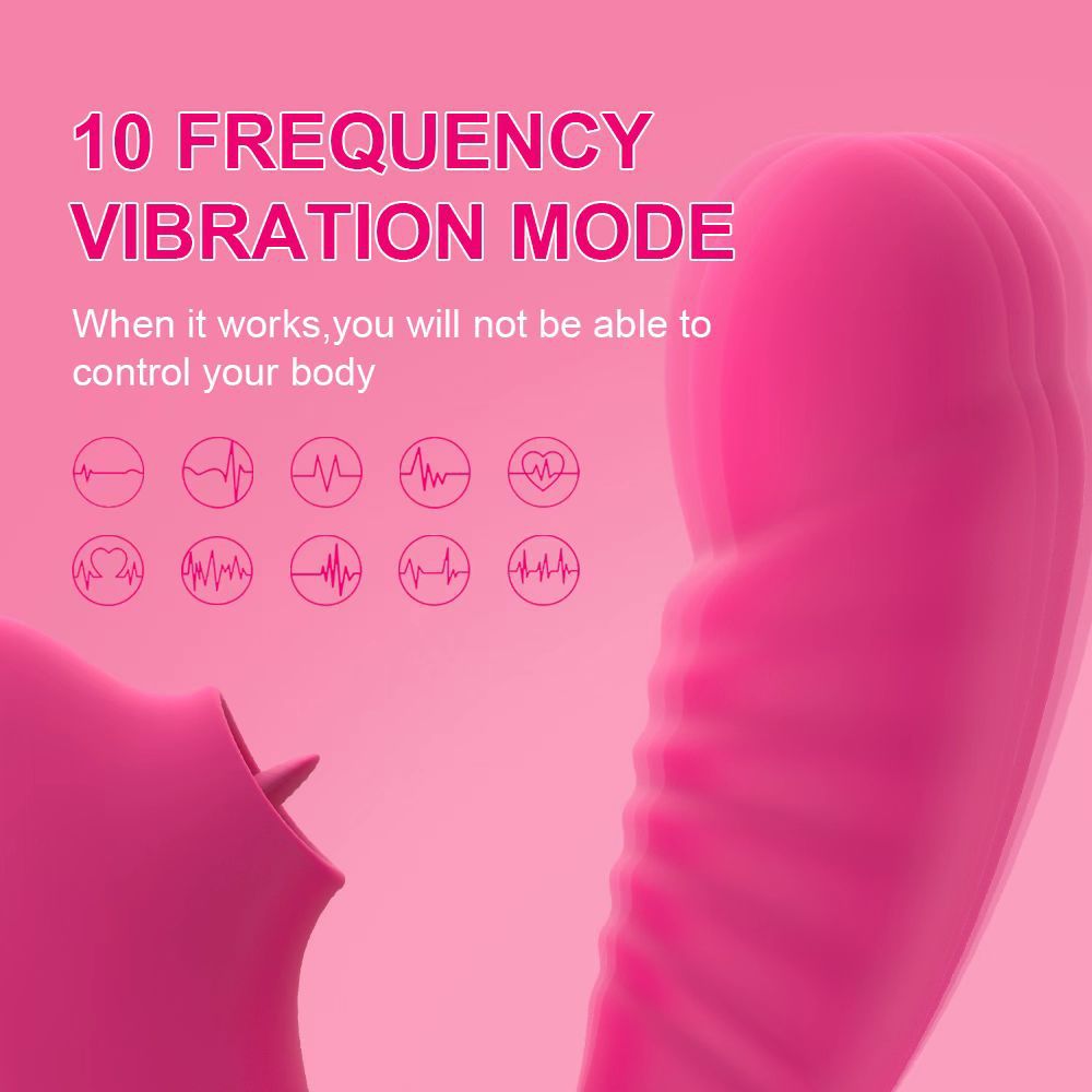 10 Frequency tongue licking vibration rechargeable vibrator wearable dildo woman sex toy