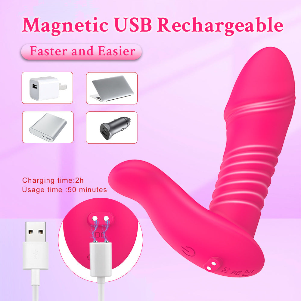 Silicone Automatic Thrusting Vibrating Anal Plug with Prostate Massager for Male & Female