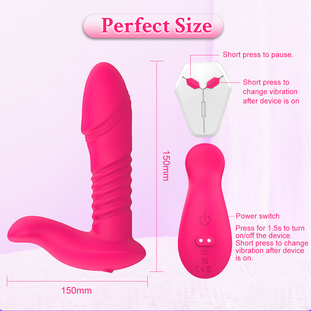 Silicone Automatic Thrusting Vibrating Anal Plug with Prostate Massager for Male & Female