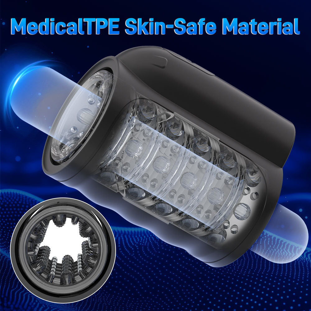 Men's telescopic rotating masturbation cup orgasm vibration cup hand-held penis trainer sex toy