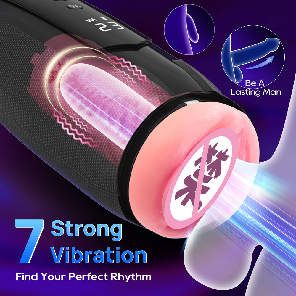 The new product electric telescopic masturbation cup for men vagina simulation channel for penile vibration heating