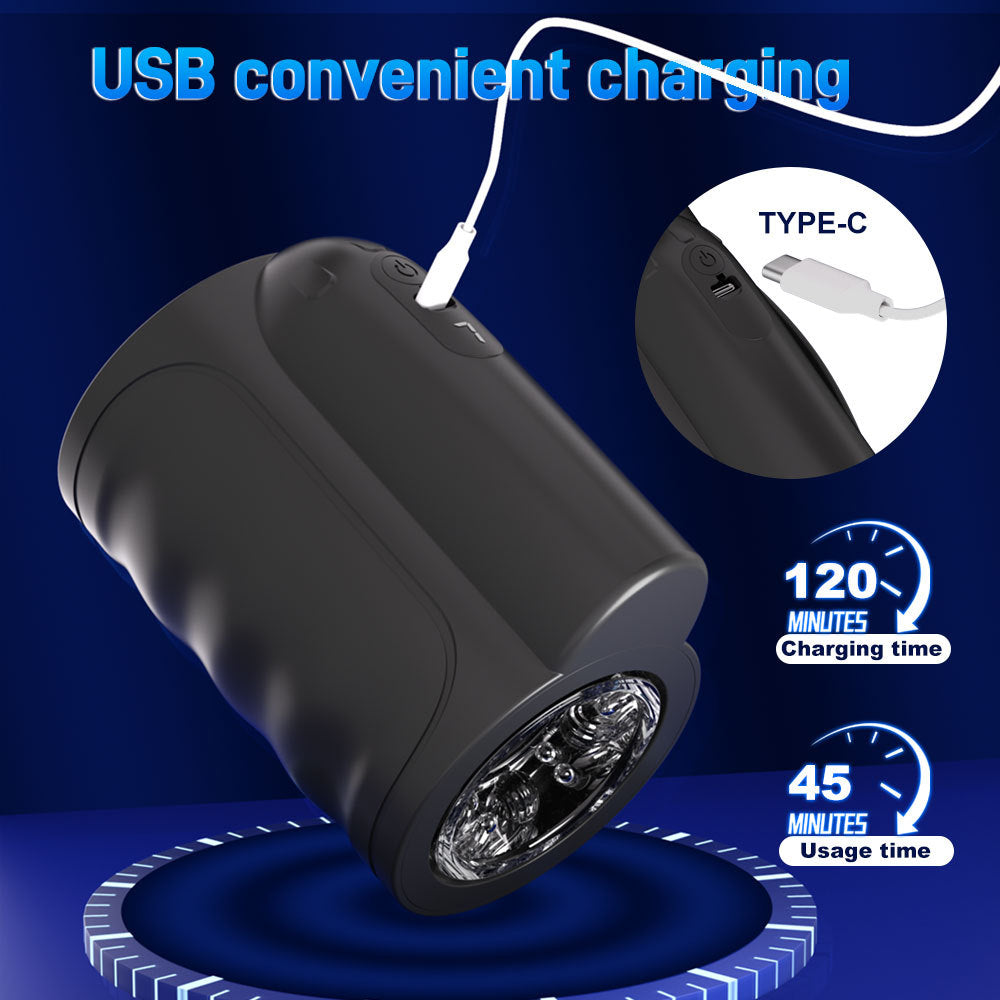 Men's telescopic rotating masturbation cup orgasm vibration cup hand-held penis trainer sex toy