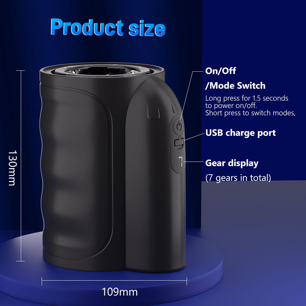 Men's telescopic rotating masturbation cup orgasm vibration cup hand-held penis trainer sex toy