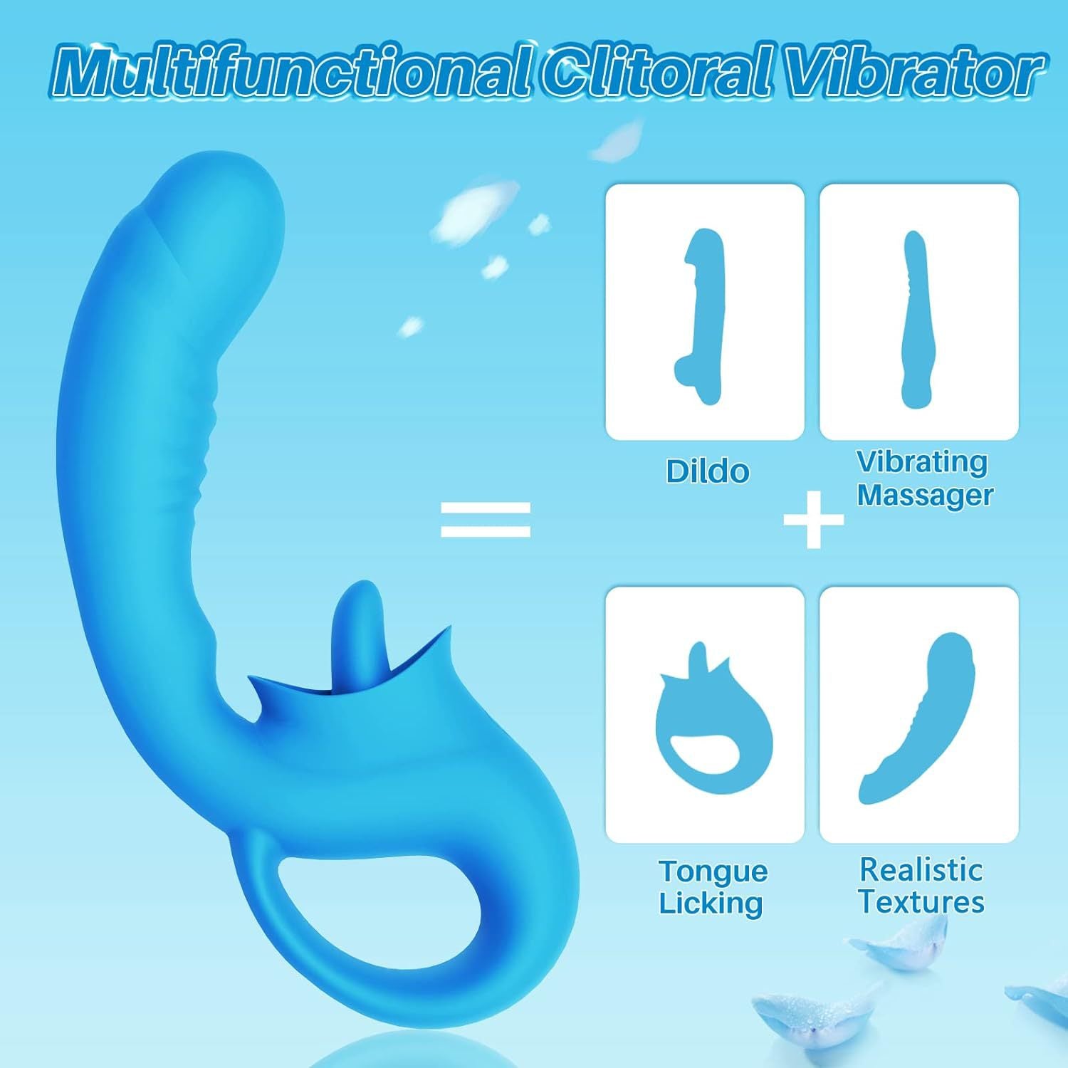 Seductiva Mutil frequency stimulation tongue licking vibrator female masturbation woman sex toy Size Reference & Packaging - Shipped from NZ