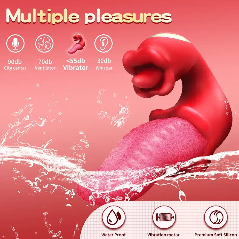 2 In 1 Tongue Licking Vibrator Silicone Women Sex Toy G Spot Messager
