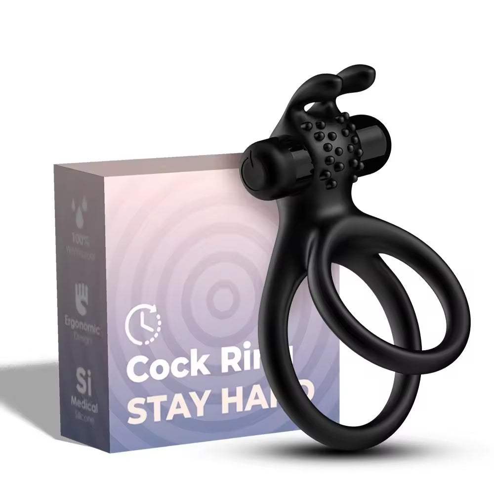 Seductiva Men's Silicone Cock Ring Vibrator with Bunny Ears – Couples Vibrating Ring Adult Toy Detail & Ergonomic Design - Premium Silicone - Discreet Delivery