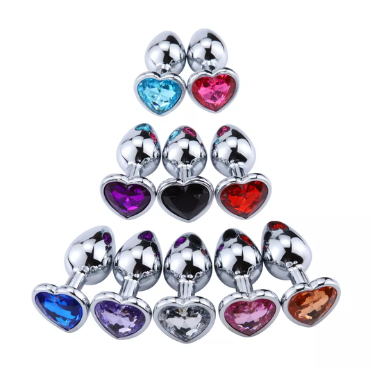 3Pcs Set Metal Anal Toy Plug Luxury Heart Shaped Jewel Butt Plug Kit Anal Trainer Relax Massager Fetish Anal Sex Toy for Men