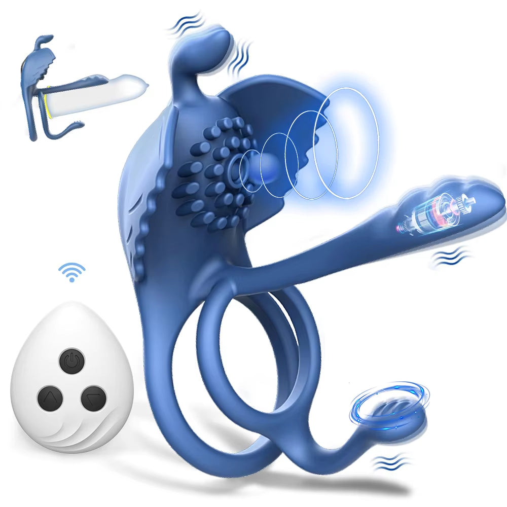 Remote Control 10-Frequency Penis Ring Vibration Delay Ejaculation Clitoral Stimulation