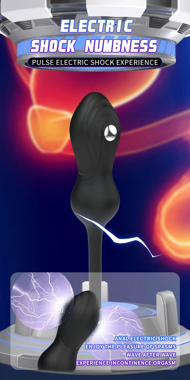 Male SM locking ring scrotal restraint ring vibration and shock anal plug masturbation sex toy Double Cock Ring Vibrating Prostate Massager