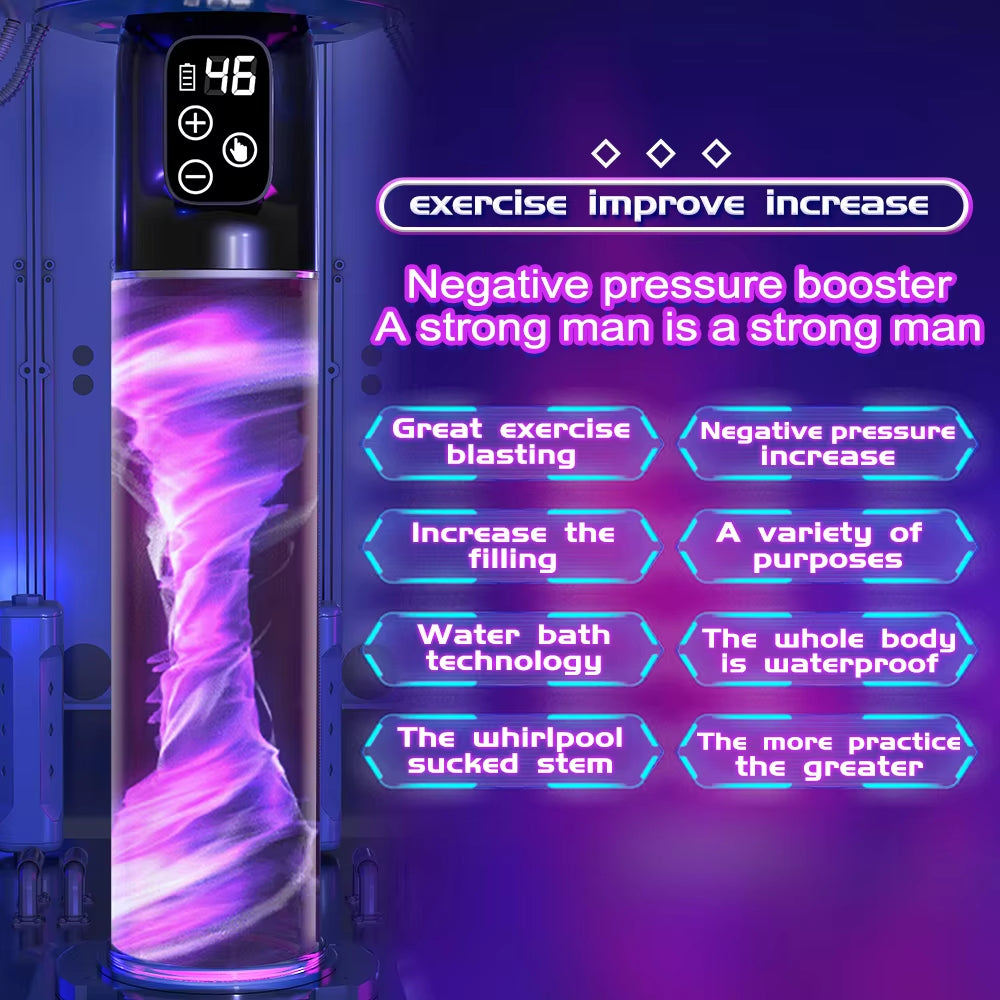 Automatic Water Bath Exercise Electric Male Masturbator with Vacuum Suction Thrusting Cup Toys & Waterproof Male Vibrator