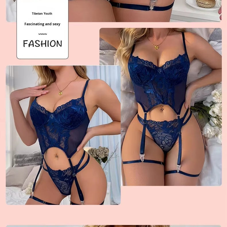 Red Lace Halter Teddy Lingerie - Sheer Bodysuit NZ by Seductiva