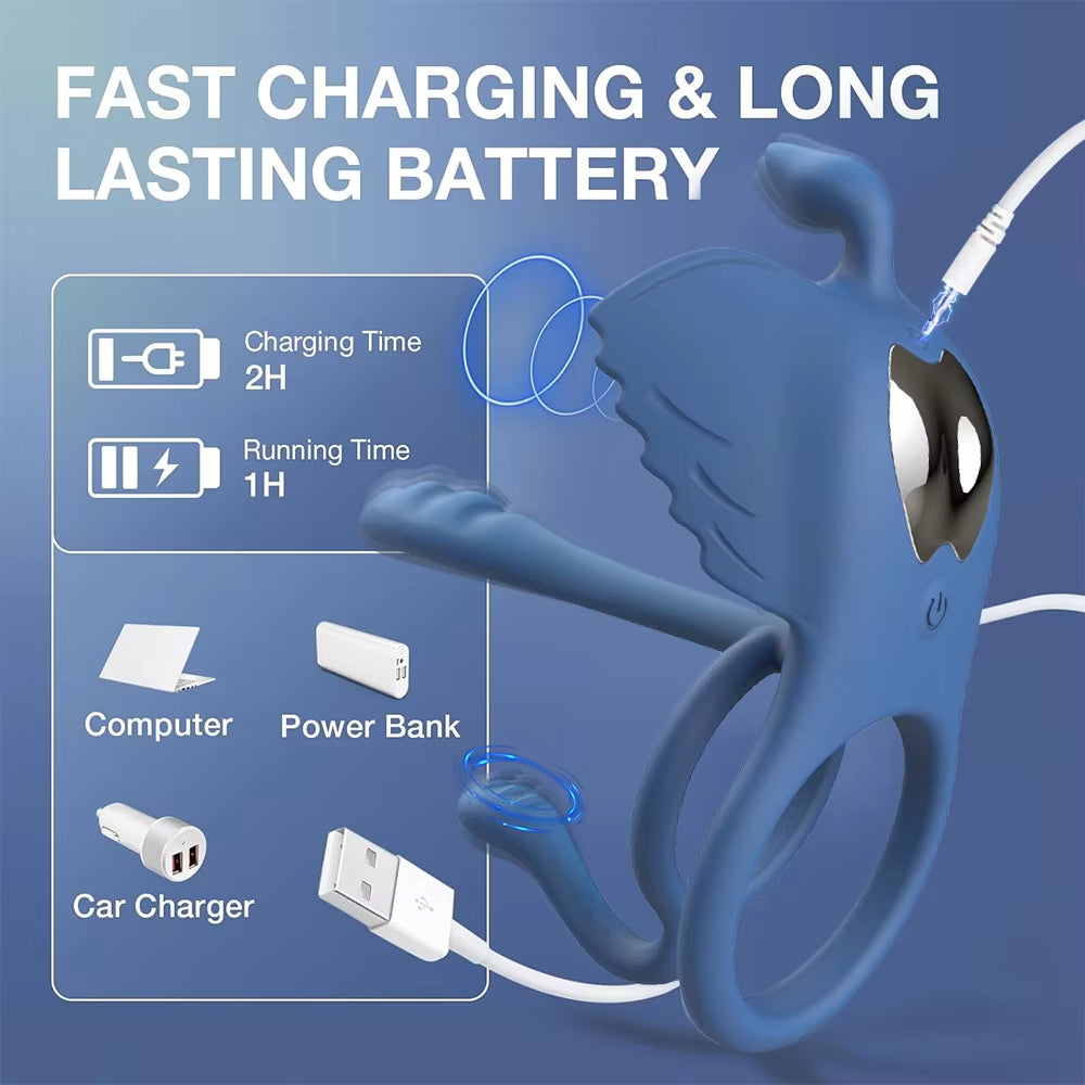 Remote Control 10-Frequency Penis Ring Vibration Delay Ejaculation Clitoral Stimulation