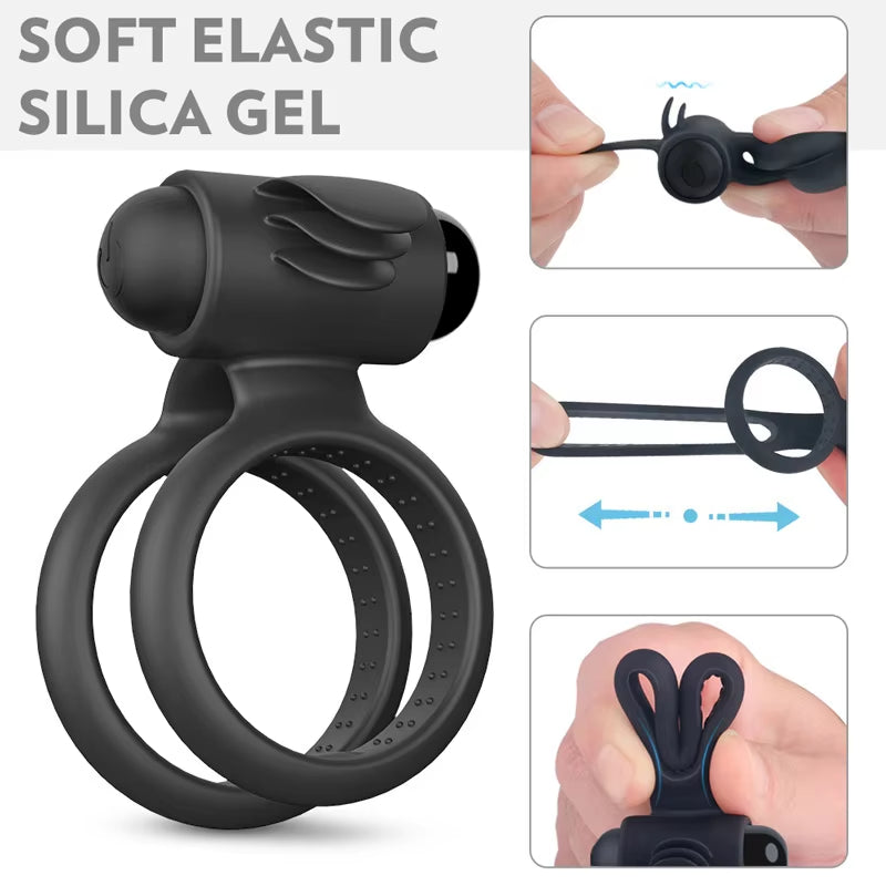 Seductiva Men's Silicone Cock Ring Vibrator with Bunny Ears – Couples Vibrating Ring Adult Toy - Sensory Wellness Product Perspective - NZ Local Stock