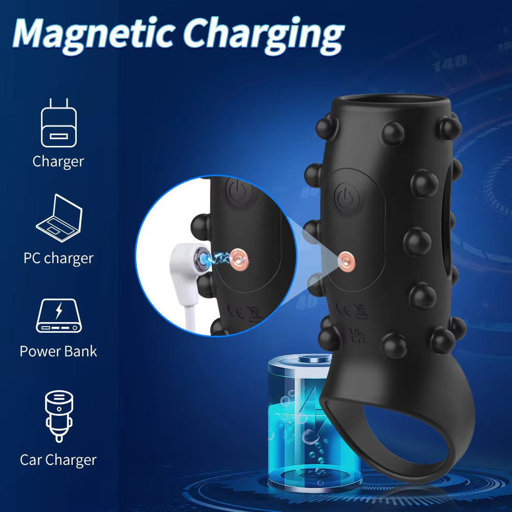 Delayed Masturbator Lock Ring for Men Soft Silicone Charging Penis Sex Toy