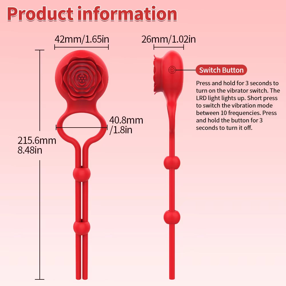 New Release Soft Silicone Male Vibrating Penis Ring Rose Clitoral Stimulator for Women Fine Ring Vibrator for Couples Passionate