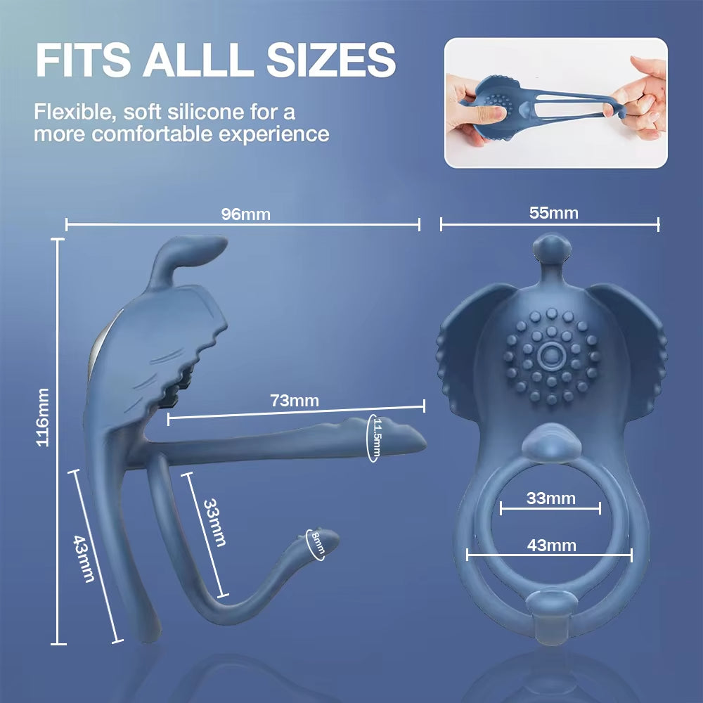 Remote Control 10-Frequency Penis Ring Vibration Delay Ejaculation Clitoral Stimulation