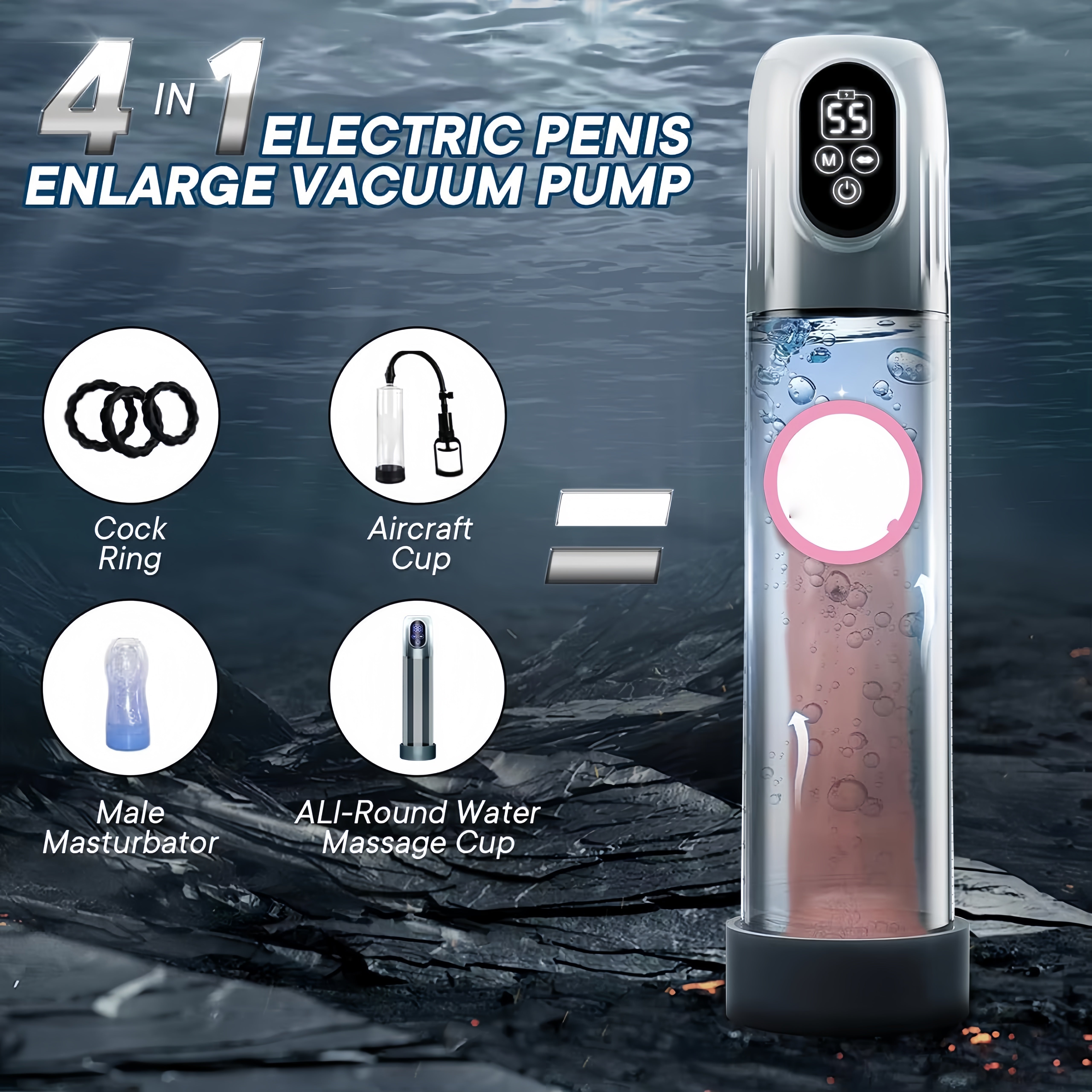 Water Bath Exercise Electric Stem Pump Vacuum Suction Masturbators Cup For Male Masturbation Toys