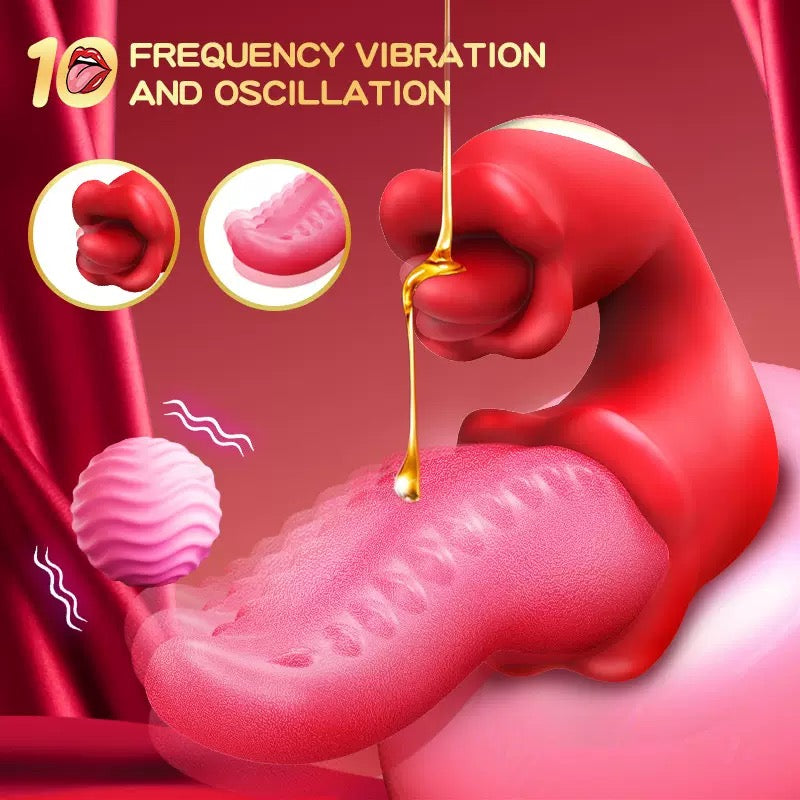 2 In 1 Tongue Licking Vibrator Silicone Women Sex Toy G Spot Messager