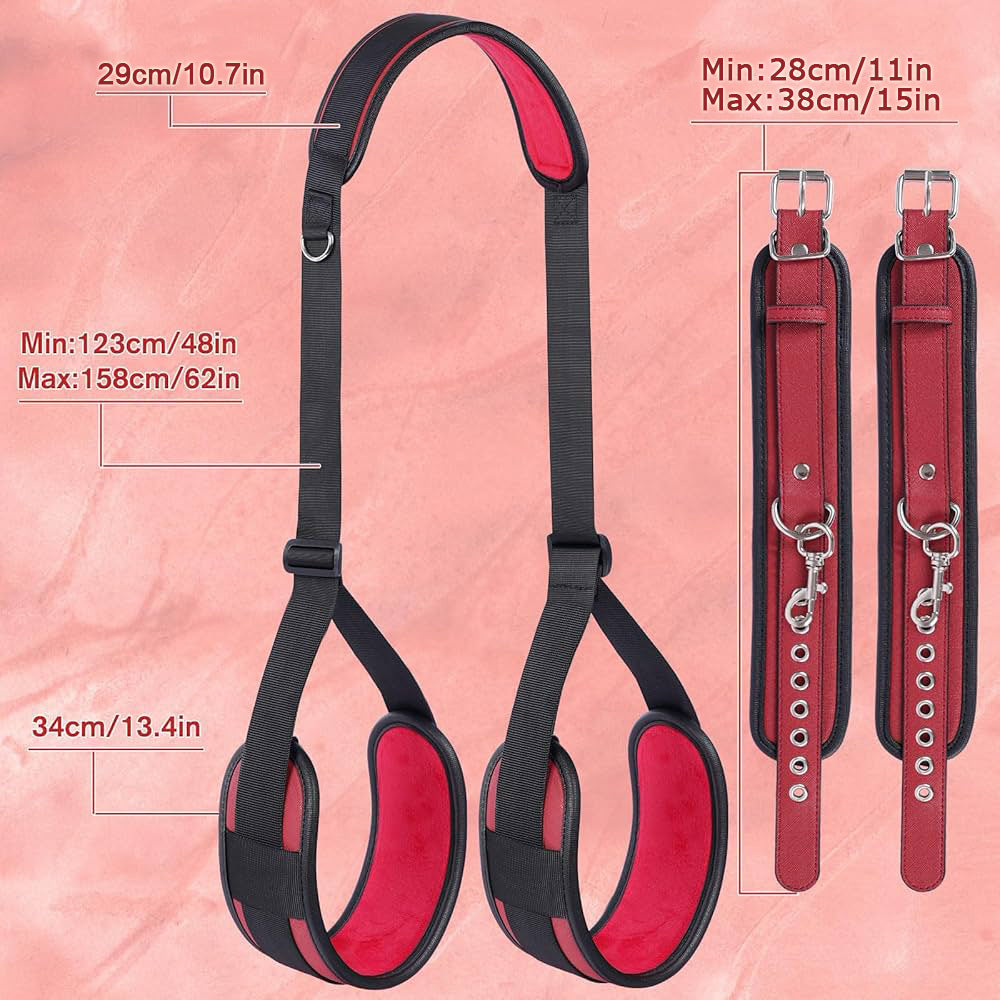 Seductiva Leather Handcuffs BDSM Restraints Set – Adult Erotic Roleplay Kit USB Charging & Interface Controls - Quiet Performance